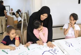 Al Jalila Nursery organized a workshop in Arabic calligraphy and piano in cooperation with Fujairah Fine Arts Academy 