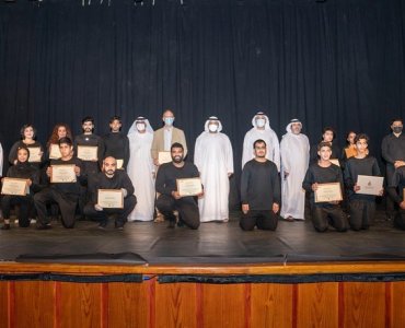 His Highness attended the conclusion of the activities of the training course in mime art, “Physical Expression,” organized by the Fujairah Academy of Fine Arts, under the patronage of His Highness, in cooperation with the International Theater Corporatio